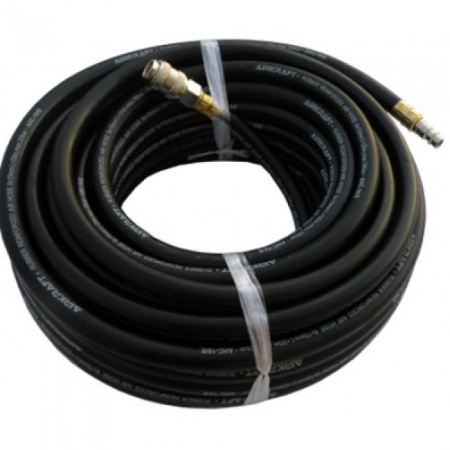 Шланг резиновый воздушный армированный 20 атм 8x15мм, 20м с быстроразъемными соединениями  AIRKRAFT AHC-10-E